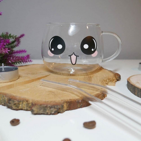 Skleněný hrnek emoji - překvapený ~ 2
