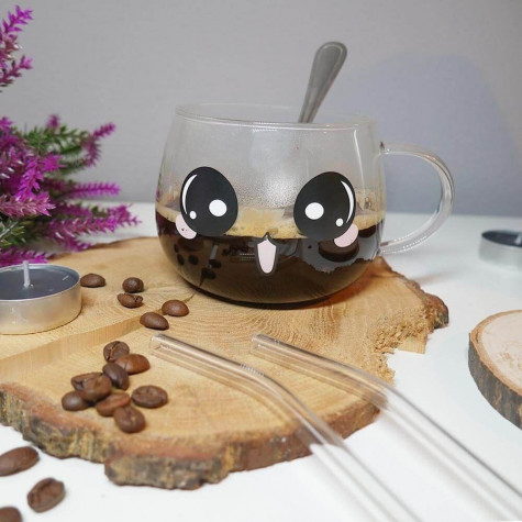 Skleněný hrnek emoji - překvapený ~ 3