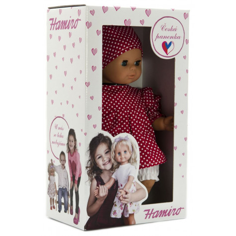 Hamiro Panenka miminko 30cm látkové tělo - červené šaty s puntíky ~ 4