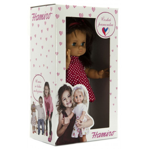 Hamiro Panenka miminko 30cm pevné tělo - červené šaty s puntíky ~ 4