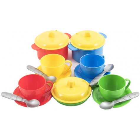 Sada nádobí plast barevné 18ks v síťce ~ 1