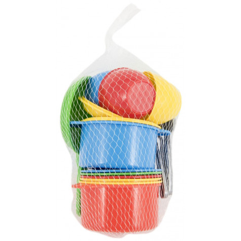 Sada nádobí plast barevné 18ks v síťce ~ 2