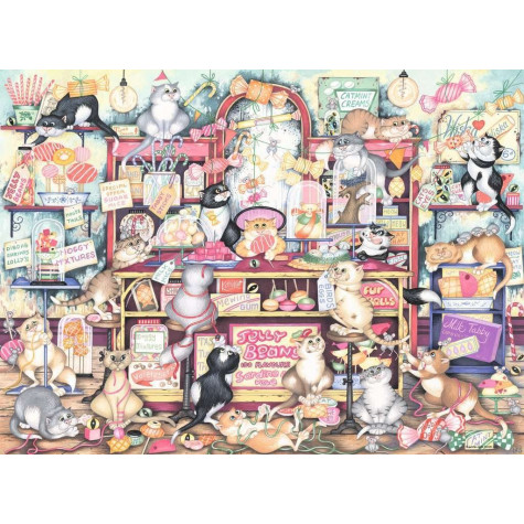 RAVENSBURGER Puzzle Crazy Cats: Cukrárna pana Catkina 500 dílků