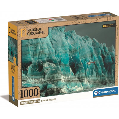 CLEMENTONI Puzzle National Geographic: Vrtulník zkoumá stěnu Hubbardova ledovce 1000 dílků