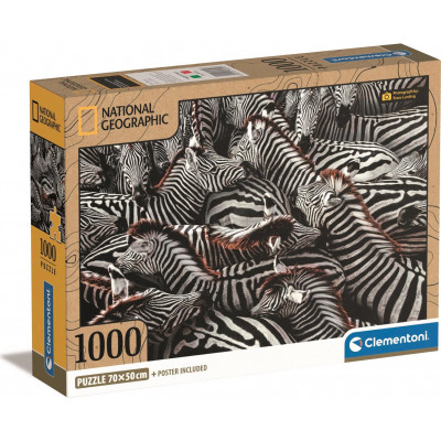 CLEMENTONI Puzzle National Geographic: Zebry v ohradě 1000 dílků