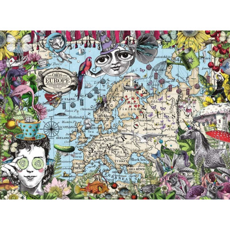 RAVENSBURGER Puzzle Quirky Circus: Mapa Evropy 500 dílků