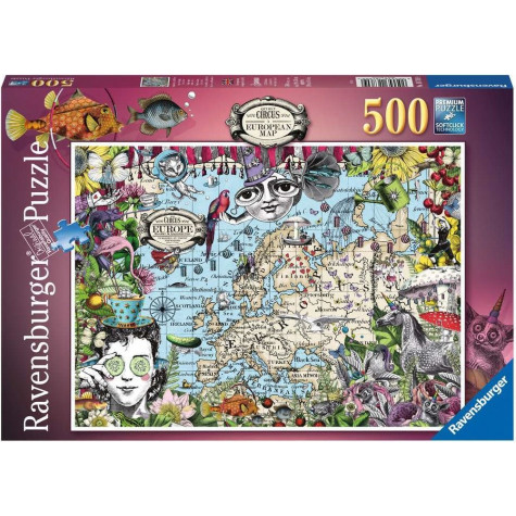RAVENSBURGER Puzzle Quirky Circus: Mapa Evropy 500 dílků ~ 1