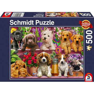 SCHMIDT Puzzle Štěňata na polici 500 dílků