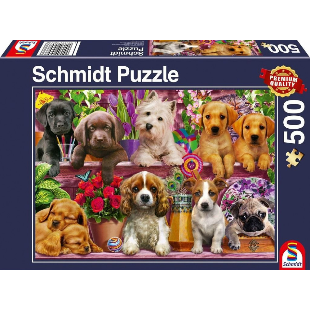 SCHMIDT Puzzle Štěňata na polici 500 dílků