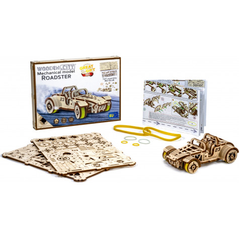 WOODEN CITY 3D puzzle Automobil Roadster 111 dílů