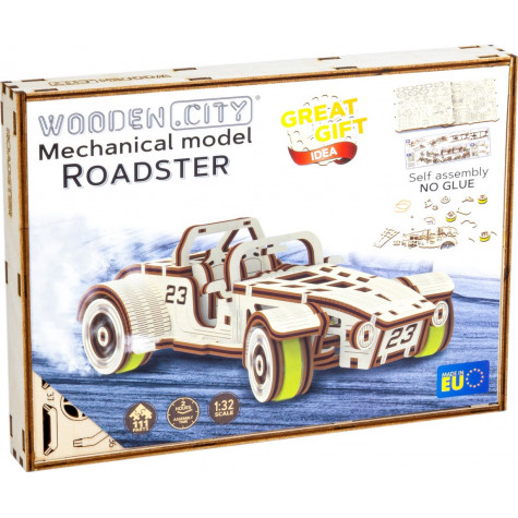 WOODEN CITY 3D puzzle Automobil Roadster 111 dílů ~ 4