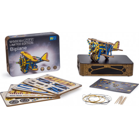 WOODEN CITY 3D puzzle Dvouplošník Limitovaná edice 65 dílů ~ 1