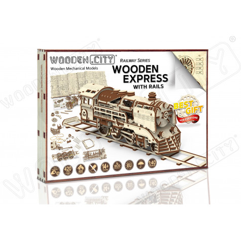 WOODEN CITY 3D puzzle Express s kolejemi 400 dílů ~ 2