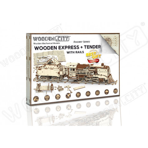 WOODEN CITY 3D puzzle Express s tendrem a kolejemi 580 dílů