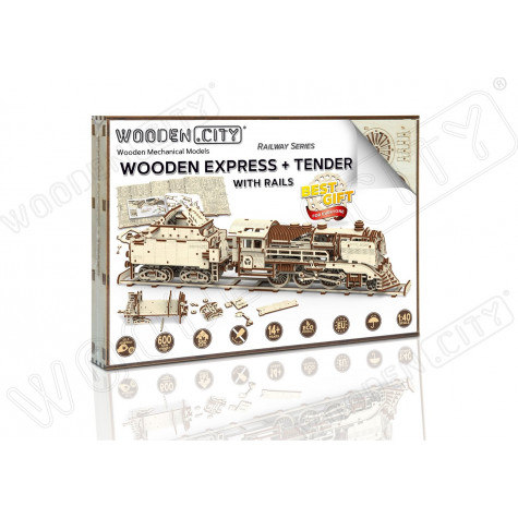 WOODEN CITY 3D puzzle Express s tendrem a kolejemi 580 dílů ~ 2