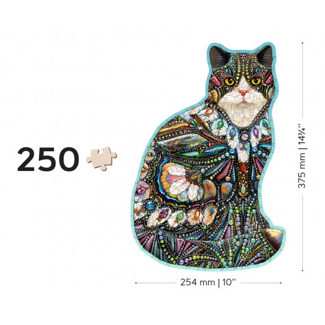 WOODEN CITY Dřevěné puzzle Kočka s drahokamy 250 dílků EKO