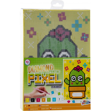 Grafix Diamantové malování na rámu 15x20cm Pixel - Kaktus ~ 1