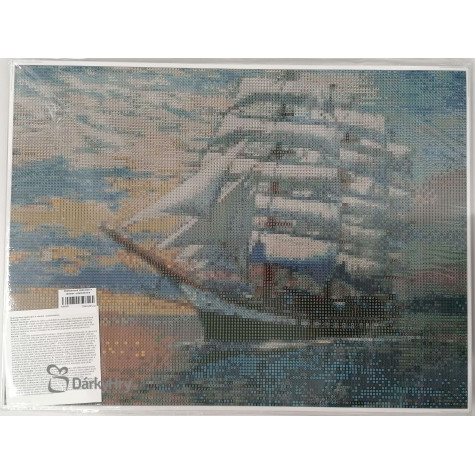 Diamantové malování s rámem - plachetnice ~ 2