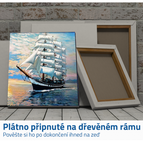 Diamantové malování s rámem - plachetnice ~ 3
