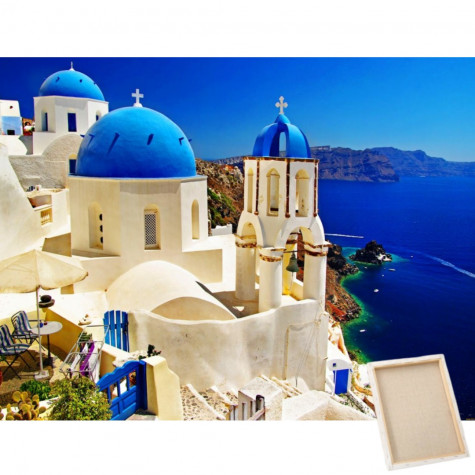 Diamantové malování s rámem - Santorini ~ 1