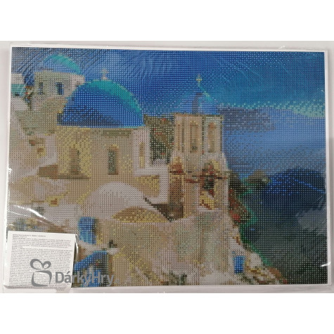 Diamantové malování s rámem - Santorini