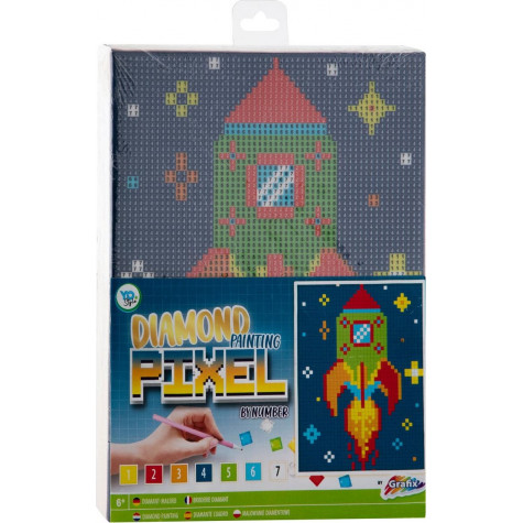 Grafix Diamantové malování na rámu 15x20cm Pixel - Raketa ~ 1