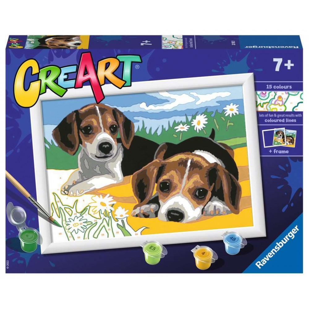 RAVENSBURGER CreArt Malování podle čísel: Štěňata Jack Russella