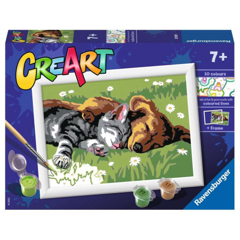 RAVENSBURGER CreArt Malování podle čísel: Spící pes a kočka ~ 1