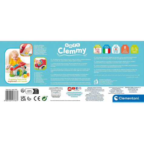 CLEMENTONI Soft Clemmy Vkládací senzorická farma s 8 kostkami