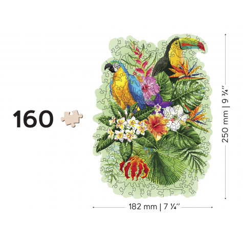 WOODEN CITY Dřevěné puzzle Tropičtí ptáci 160 dílků EKO