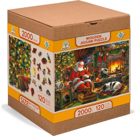 WOODEN CITY Dřevěné puzzle Vánoční zdřímnutí 2v1, 2000 dílků EKO