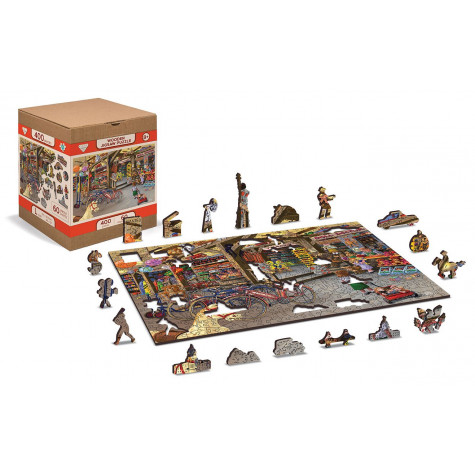 WOODEN CITY Dřevěné puzzle V hračkářství 2v1, 400 dílků EKO