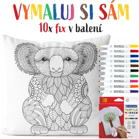 Polštářek 40 x 40 cm s omalovánkou - Koala ~ 1