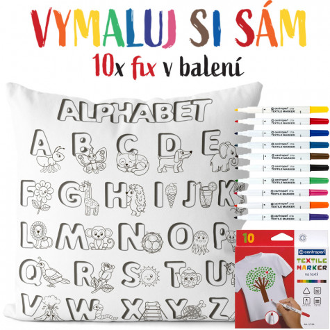 Polštářek 40 x 40 cm s omalovánkou - Alphabet ~ 1