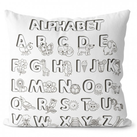 Polštářek 40 x 40 cm s omalovánkou - Alphabet ~ 2
