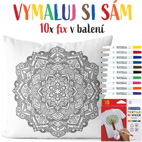 Polštářek 40 x 40 cm s omalovánkou - Mandala ~ 1