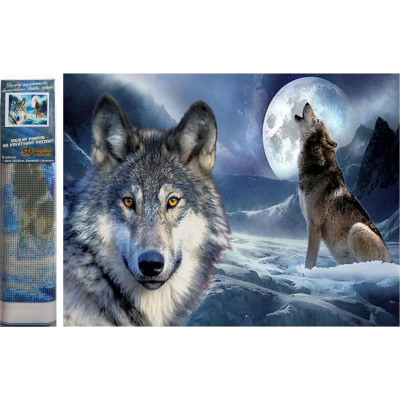 Norimpex Diamantový obrázek malování 30x40cm - Vlk v zimě