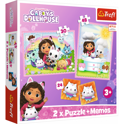 TREFL Sada 3v1 Gábinin kouzelný domek (2x puzzle + pexeso)