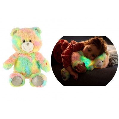 Teddies Svítící plyšový Snílek 40 cm Medvěd duhový