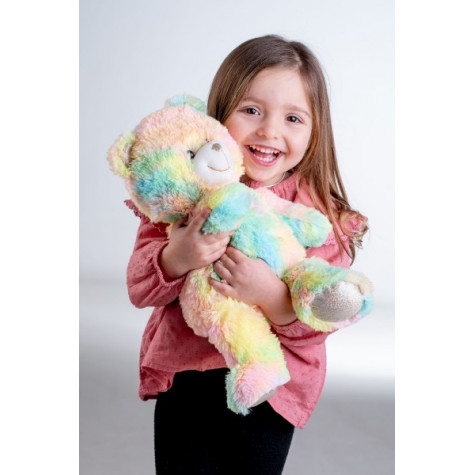 Teddies Svítící plyšový Snílek 40 cm Medvěd duhový