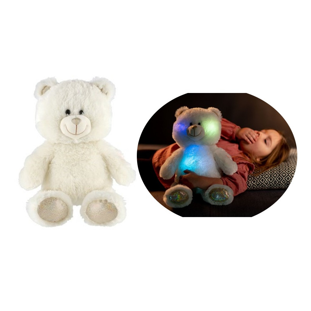 Teddies Svítící plyšový Snílek 40 cm Medvěd bílý