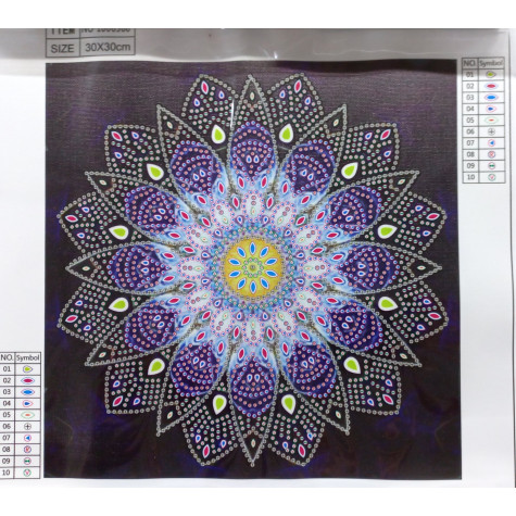 Norimpex Diamantové malování 7D obrázek 30x30cm - Modrá mandala ~ 2