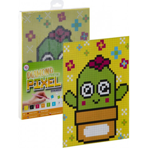 Grafix Diamantové malování na rámu 15x20cm Pixel - Kaktus