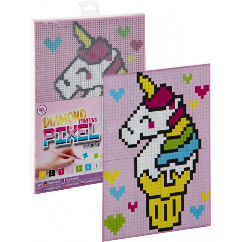 Grafix Diamantové malování na rámu 15x20cm Pixel - Jednorožec