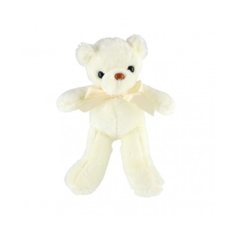 Medvídek plyšový s mašlí 30cm bílý