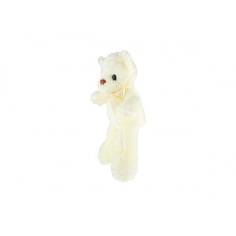 Medvídek plyšový s mašlí 30cm bílý