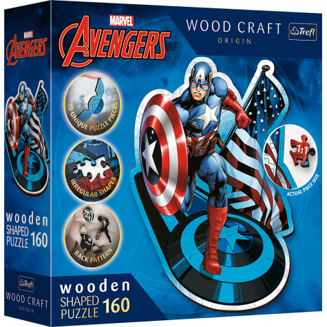 TREFL Wood Craft Origin puzzle Neohrožený Kapitán Amerika 160 dílků ~ 1