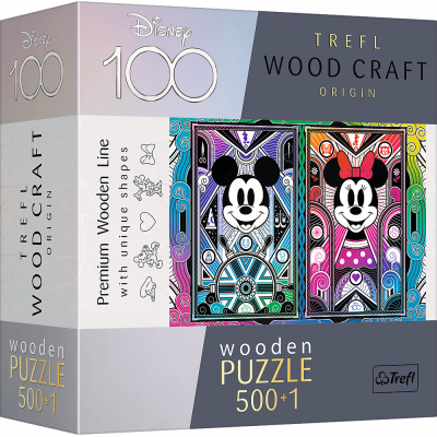 TREFL Wood Craft Dřevěné puzzle Mickey Mouse a Minnie 501 dílků