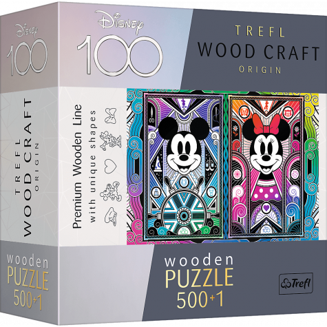 TREFL Wood Craft Dřevěné puzzle Mickey Mouse a Minnie 501 dílků