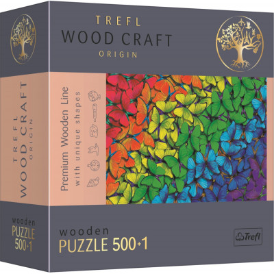 TREFL Wood Craft Dřevěné puzzle Duhoví motýli 501 dílků
